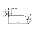 Излив для ванны Hansgrohe Vernis Blend 204 мм, настенный, черный матовый (71420670) - миниатюра фото 2