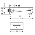 Излив для ванны Hansgrohe Metropol 185 мм: настенный, хром (32543000) - миниатюра фото 2