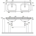 Двойная керамическая раковина Kerasan Waldorf 150×55 см, белая, с 3 отверстиями под смеситель (4143K1bi/cr*3) - миниатюра фото 5