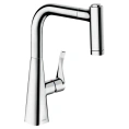 Кухонный смеситель Hansgrohe Metris с поворотным выдвижным изливом 2jet в хроме (14834000) - миниатюра фото 1