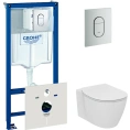 Комплект унитаза с инсталляцией: чаша Ideal Standard Connect AquaBlade + сиденье с микролифтом + система Grohe Rapid SL 4-в-1 - миниатюра фото 1