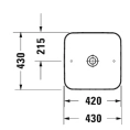 Накладная раковина Duravit Cape Cod квадратная 43 см без отверстия белая (2340430000) - миниатюра фото 2