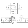 Унитаз подвесной Duravit Me by Starck Rimless 570x370 мм с креплением Durafix и покрытием WonderGliss (25290926001) - миниатюра фото 2