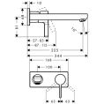Смеситель для раковины Hansgrohe Metris S встраиваемый, излив 225 мм, хром (31163000) - миниатюра фото 2