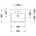 Раковина Duravit ME by Starck накладная с переливом и отверстием под смеситель 630x490 мм белая (2336630000) - миниатюра фото 2