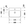 Раковина Duravit Happy D2 Plus 600x460 мм с переливом, без отверстия под смеситель, цвет Anthracite matt-белый (2360606100) - миниатюра фото 2