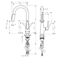 Смеситель для кухни Hansgrohe Talis M51 с вытяжным душем и поворотным изливом (72815800) - миниатюра фото 2