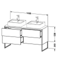 База на ножках Duravit XSquare для 2 раковин 1400x578x400 мм с 4 выдвижными ящиками, белая матовая (XS4926B1818) - миниатюра фото 2