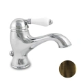Однорычажный смеситель для раковины Nicolazzi P.m. Blanc в тёмной бронзе с белой керамической ручкой и донным клапаном (3402DB76) - миниатюра фото 1