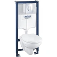 Подвесной унитаз Grohe Solido с инсталляцией и кнопкой смыва - миниатюра фото 1