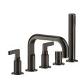 GESSI INCISO Смеситель для ванны Black XL — 5-ти отверстий, с изливом, переключателем и ручным душем (58040#299) - миниатюра фото 1