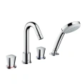 Смеситель для ванны Hansgrohe Logis с ручным душем 1jet, на 4 отверстия, излив 125 мм, хром (71314000) - миниатюра фото 1