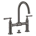 Смеситель для раковины AX Montr 220 с донным клапаном, цвет шлифованный черный хром (16511340) - миниатюра фото 1
