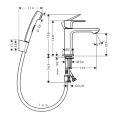 Стильный смеситель Hansgrohe Rebris S 110 для раковины с гигиеническим душем в хроме (72215000) - миниатюра фото 2