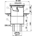 Трап HL310N.2-3000 с решеткой 115x115 мм-незамерзающим затвором и вертикальным выпуском DN50/75/110 - миниатюра фото 3