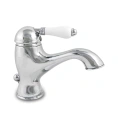 Однорычажный смеситель для раковины Nicolazzi P.m. Blanc с донным клапаном и белыми керамическими ручками, хром (3402CR76) - миниатюра фото 1