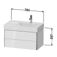 Тумба подвесная Duravit XSquare 234980 для раковины справа, 2 ящика, White High Gloss, 397x784x460 мм (XS416902222) - миниатюра фото 2