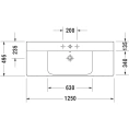 Раковина Duravit P3 Comforts для мебели с переливом 1250x500 мм белого цвета (2332120000) - миниатюра фото 2