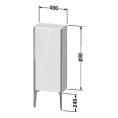 Подвесной шкаф Duravit XViu 890x400x240 мм с дверцей и стеклянными полками (белый глянцевый/шампань матт) (XV1305LB122) - миниатюра фото 2