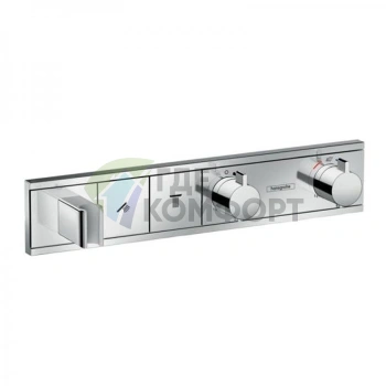 Термостат для душа Hansgrohe RainSelect на 2 источника с держателем, хром (15355000) - фото 1