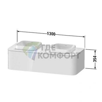 Подвесная тумба Duravit Happy D.2 Plus, белая глянцевая, 1 ящик (HP4943B2222) - фото 2