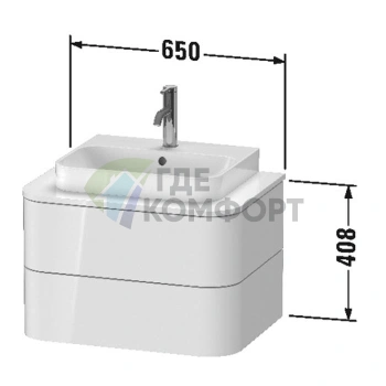 Подвесная тумба Duravit Happy D.2 Plus, 2 ящика, белый глянец, 408x650x480 мм (HP496002222) - фото 2