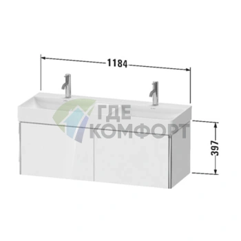 Подвесная тумба Duravit XSquare с двумя выдвижными ящиками, цвет Taupe SaM (XS406406060) - фото 2