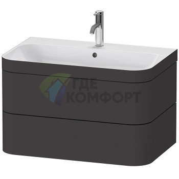 Комплект мебели Duravit Happy D.2 Plus с раковиной биколор графит супермат (HP4637O8080) - фото 1