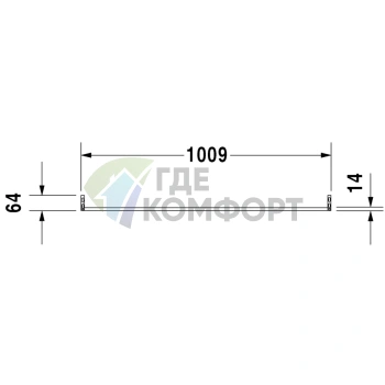 Полотенцесушитель Duravit D-Code квадратный 1009×14 мм хром (30351000) - фото 2