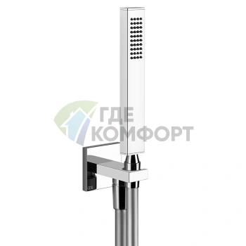Душевой комплект Gessi Rettangolo с выводом 1/2, держателем и шлангом 1,5 м в хроме (20123#031) - фото 1