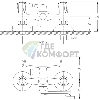 Смеситель для ванны с душем Rush Pioneer PI7950-44 - фото 2