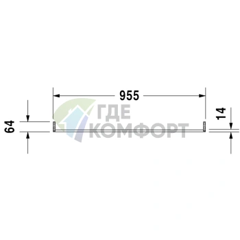 Полотенцедержатель Duravit Vero квадратный хром 955x14 мм (30391000) - фото 2
