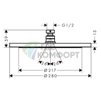 Верхний душ Hansgrohe Croma 280 мм, черный матовый (26220670) - фото 2