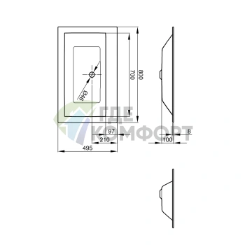 Пристенная подвесная раковина Bette Lux Loft Ornament 810x510x420 мм белая без отверстия под смеситель (A230-000 SWV4A) - фото 3