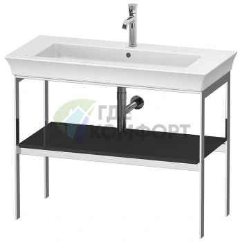 Консоль напольная Duravit White Tulip Graphite HighGloss с деревянной полкой (WT45410H1H1) - фото 1