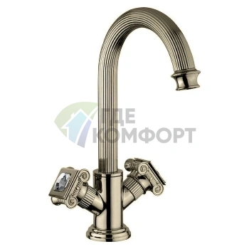 Смеситель для раковины Cezares Olimp LS2 02 Sw: Двухвентильный с поворотным изливом и защитой от известкового налета