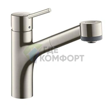 Кухонный смеситель Hansgrohe Talis M52 с выдвижным душем и поворотным изливом, цвет под сталь (73860800) - фото 1