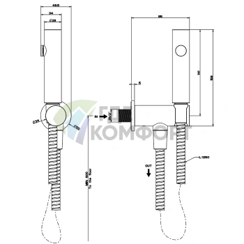 Гигиенический душ Gessi Cono Black Metal Brushed PVD — готовый комплект (45123#707) - фото 2