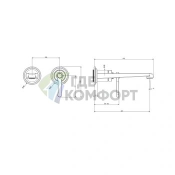 Смеситель для раковины GESSI VENTI20 настенный, латунь Brass PVD (65089#710) - фото 2