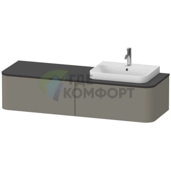 Подвесная тумба Duravit Happy D.2 Plus, 354x1600x550 мм, 2 ящика, цвет Stone Grey Satin Matt (HP4944R9292) - фото 1