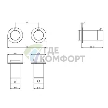 Комплект накладок GESSI ANELLO для 3-х позиционного термостатического смесителя, хром (63335#031) - фото 2