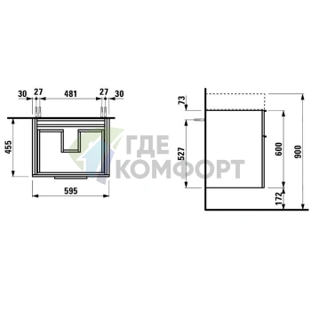 Тумба под раковину Laufen Kartell 810333 с двумя ящиками и сифоном, белая глянцевая (4.0756.6.033.631.1) - фото 2