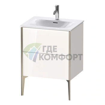 Подвесная тумба Duravit XViu 591x610x480 мм для раковины, 2 ящика, белый глянцевый/шампань мат (XV43000B122) - фото 1
