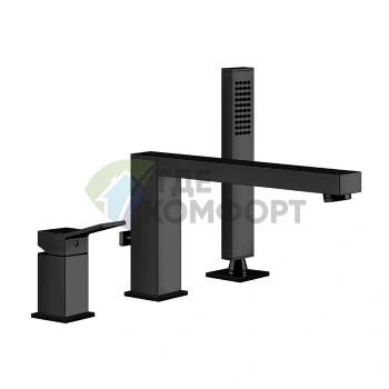 Смеситель для ванны Gessi Rettangolo K с ручным душем и переключателем в изливе, черный (53037#299) - фото 1
