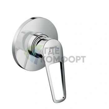 Встраиваемый смеситель для душа Hansgrohe Novus Loop: 1 источник, малая розетка, хром (71361000) - фото 1