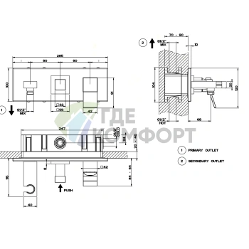 Встраиваемый смеситель Gessi на 2 выхода для кухни (44639#031) - фото 2