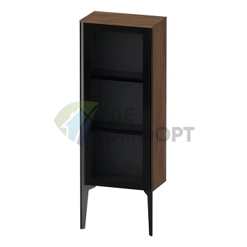 Шкаф подвесной Duravit XViu 890x400x240 мм со стеклянной дверью и полками, цвет walnut dark/черный матовый (XV1360RB221) - фото 1
