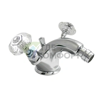 Смеситель для биде Nicolazzi Teide с донным клапаном и хромированными ручками Crystal Handle (1934CR15) - фото 1