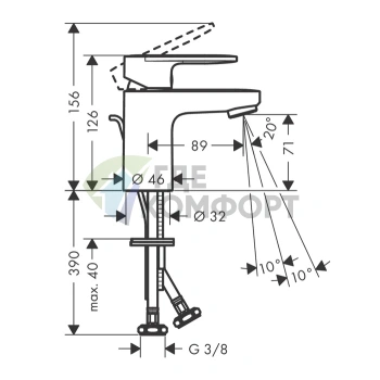 Смеситель для раковины Hansgrohe Vernis Blend матовый черный, 70 см (71550670) - фото 2
