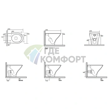 Унитаз напольный безободковый Kerasan Aquatech 555×355 мм, белый (371801) - фото 2